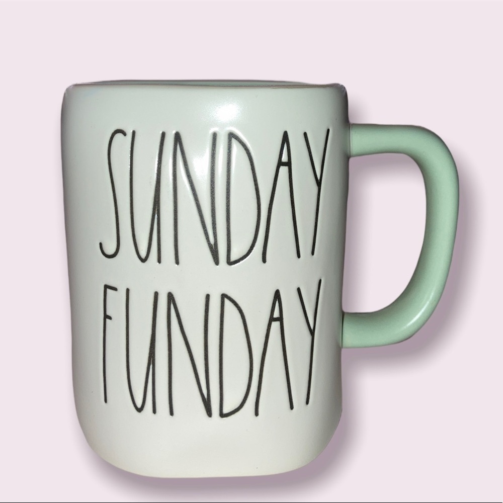 Rae Dunn “Sunday Funday” White Ceramic Coffe Juice Mug Brand New